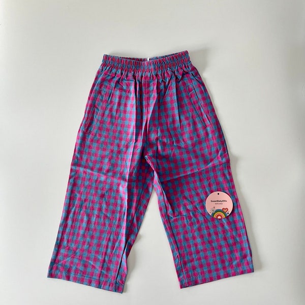 Toddler Purple Plaid Pants with Pockets