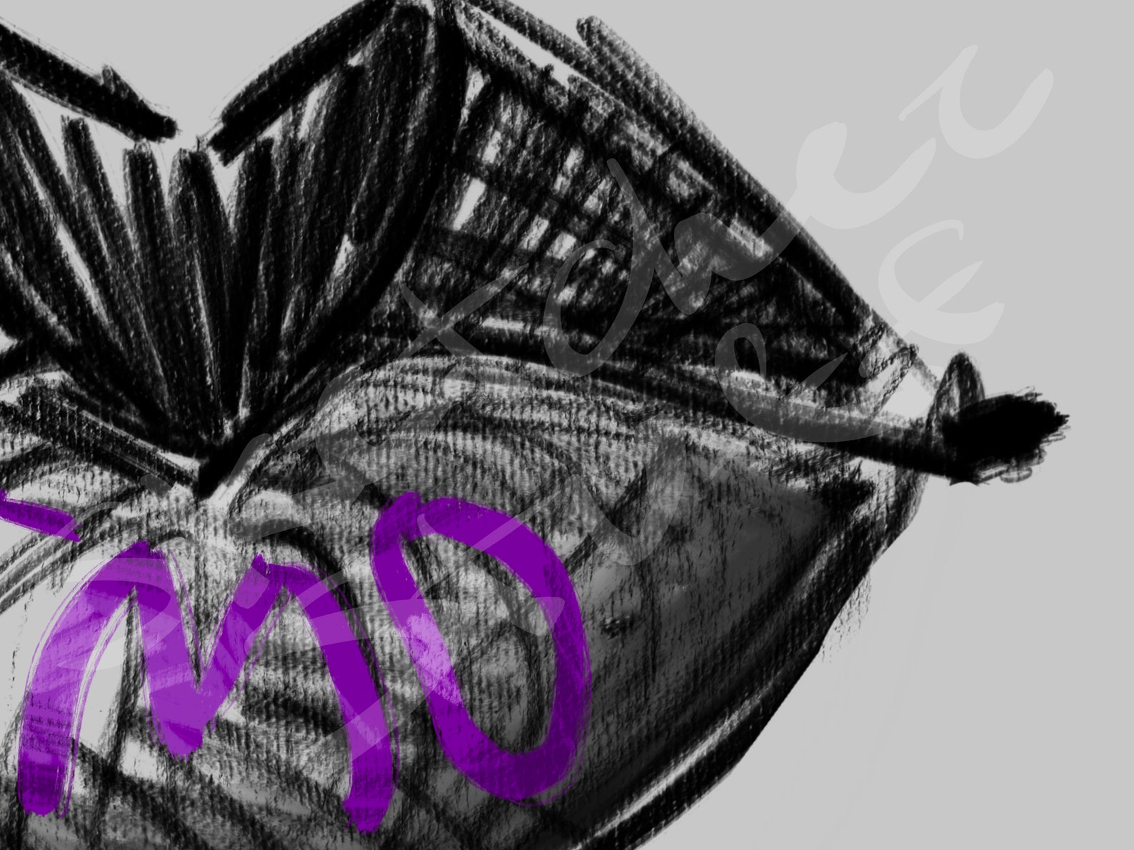 Emo Digital Illustration Goth Lip Artwork Sketcheestuff Etsy