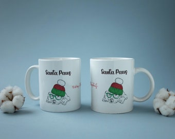 Santa paws Christmas Mugs, Merry Christmas Coffee Ceramic cute Mug