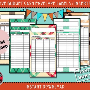 Geldenveloppe-inzetstukken | Digitale download | Afdrukbaar financieel logboek | Budgetteringsbijlagen | Spaaretiketten | Logboek contante uitgaven | Thuis afdrukken