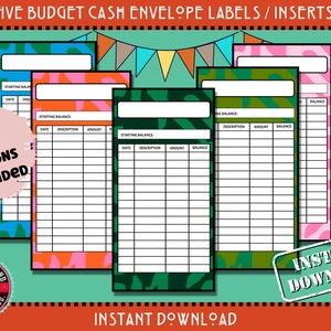 Geldenveloppe-inzetstukken | Digitale download | Afdrukbaar financieel logboek | Budgetteringsbijlagen | Spaaretiketten | Logboek contante uitgaven | Thuis afdrukken
