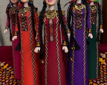 Handgemachte turkmenische Puppe: Traditionelle Kleidung, Zentralasiatische Volkskunst