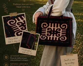 Handgewebte turkmenische Wolle Tote Bag: Tribal Boho Ethnic Handtasche