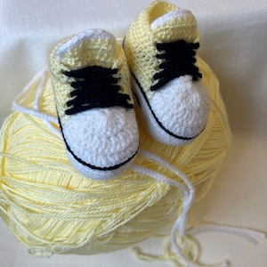 Crochet Baby Sneakers: Yellow Unisex Booties, Newborn Gift