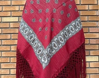Babuschka Schal mit Fransen, Folklore Schal, slawischen Schal, Schultertuch, Schultertuch, Schultertuch