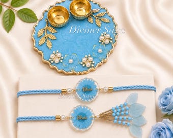 Raksha Bandhan Gift Set | Handmade Resin Rakhi Platter | Rakhi Lumba Pair | Daisy Flower Rakhi