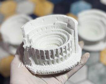 Rome Colosseum Concrete Sculpture | Ancient Roman Architecture Desk Decor | Handmade Italy Monument Miniature | Historical Gift Collectible