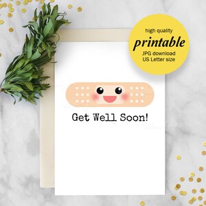 Printable Get Well Soon 5x7 Card, Band Aid Printable Card, Get Well Soon Card, Band Aid Get Well Soon Card, Digital Download Only