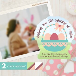 Ostern Aufkleber für Album, Baby Verlust Aufkleber, Osterei Korb, Kind Verlust Andenken, Fehlgeburt Gedenkstätte, ich vermisse dich, trauernde Eltern