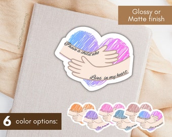 Baby loss remembrance stickers, Multi-colored hearts, Hands around heart, Laptop sticker, Grieving parent gift, Child loss memorial