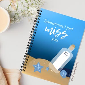 Diario de pérdida de bebé "Te extraño", cuaderno espiral con mensaje en una botella, dulce regalo para una madre en duelo, un padre que escribe en un diario sobre la pérdida