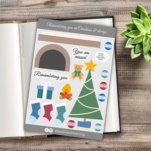 Ensemble d'autocollants de scrapbooking Noël perte de bébé, feuille d'autocollants mignon arbre de Noël et scène de cheminée, cadeau commémoratif après une perte de grossesse