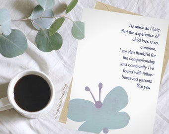 Thank you for your support card for bereaved parents, Butterfly scrapbooking design, Comforting words for angel baby grief community