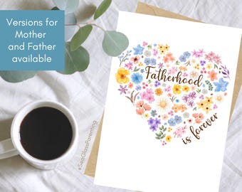 Motherhood Fatherhood is forever greeting card, Loss of child card, Thoughtful words for Bereaved Mother's Day Father's Day after Stillbirth