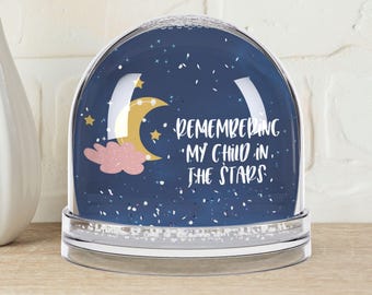 Memorial baby loss snow globe, Remembering my child in the stars, Supportive gift for non-religious mother, father, family