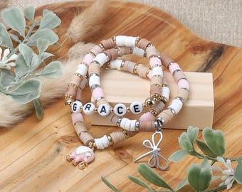 Pulseiras de mantra e afirmação de contas Heishi, joias de afirmação em tons de terra, presente de apoio para um ente querido que está passando por momentos difíceis