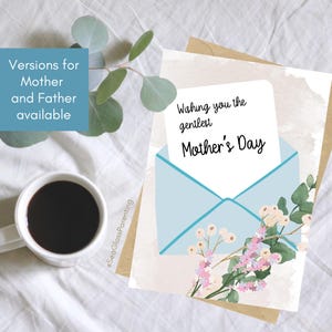Beileidswünsche zur Muttertags-Vatertagskarte, Sanftes Pastell-Blumenmuster, Liebevolle Worte nach Totgeburt, TFMR, SIDS