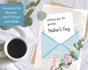 Sympathy wishes on Mother's Day Father's Day card, Gentle pastel floral design, Loving words after stillbirth, TFMR, SIDS