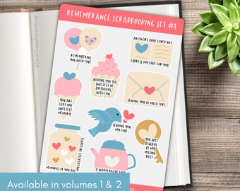 Remembrance scrapbooking sticker sheet, Cute pastel boho style grief and loss stickers, Memorial journal décor, Letters to the dead