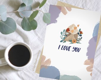 I'm sorry for your loss card, Envelope with hearts abstract design, I love you so much, Sympathy gift for grieving friend