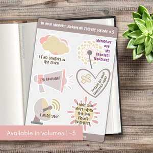 Autocollants de scrapbooking, idées de journal de deuil et de perte, fournitures de journalisme de style bohème, cadeau de soutien pour un être cher endeuillé