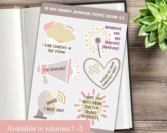 Scrapbooking stickers, grief and loss journal ideas, Boho style journaling supplies, Supportive gift for bereaved loved one