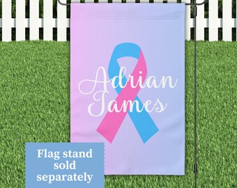 PAIL ribbon memorial garden flag, Pink and blue pregnancy loss awareness, Custom angel baby name design