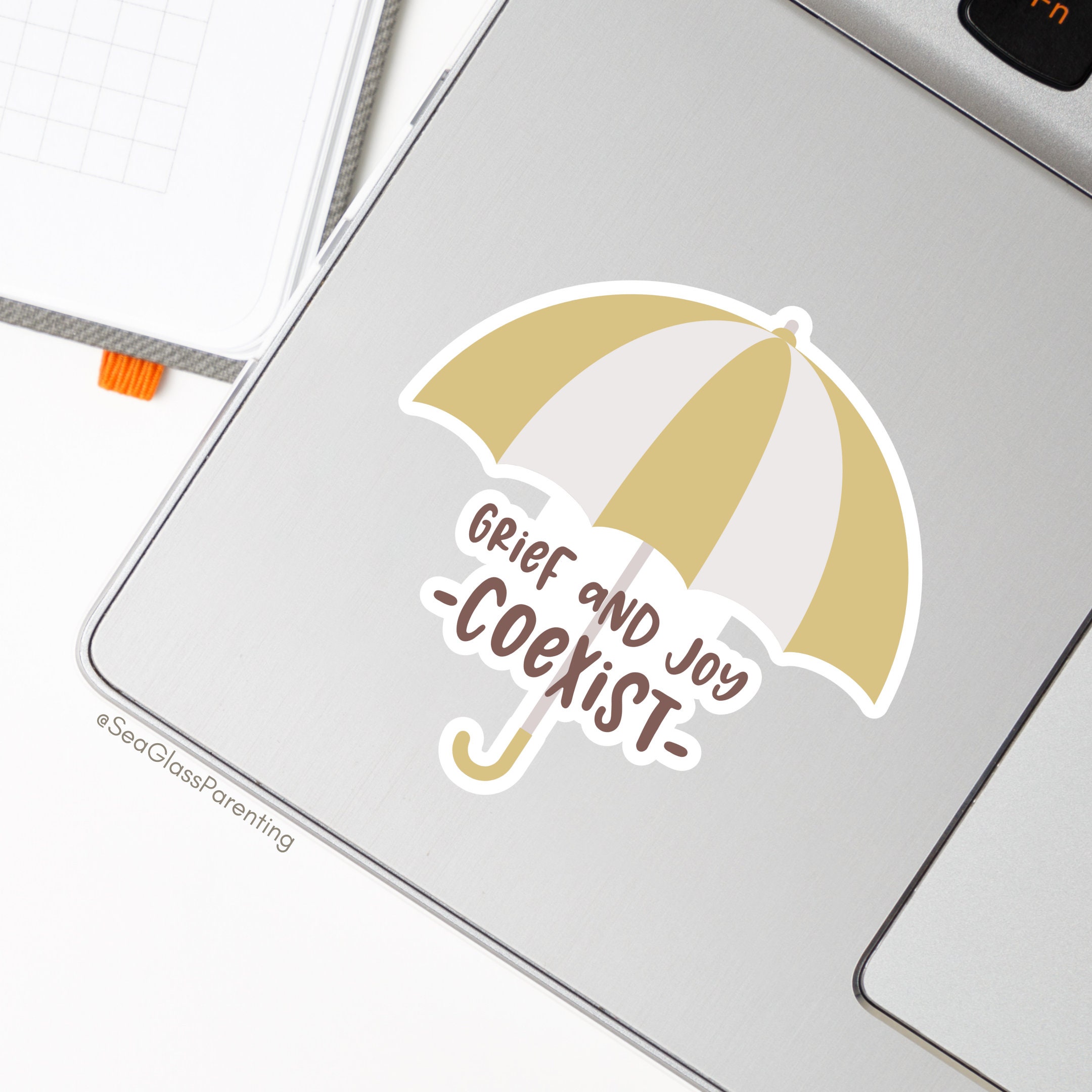 Grief Affirmation Sticker, Boho Umbrella Design Décor, Joy and Sadness ...