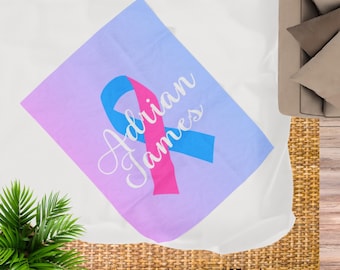 Personalized pregnancy and infant loss awareness blanket, Pink and blue ribbon gift for miscarriage, stillbirth, TFMR, SIDS, infant death