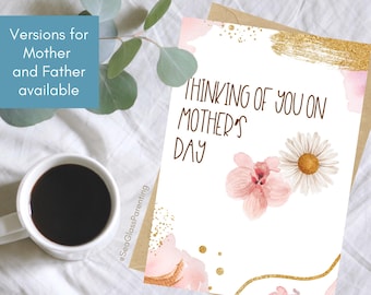 Thinking of you Mother's Day/Father's Day card, Sweet words for bereaved mom dad after stillbirth, miscarriage, child loss, Gold-tone floral