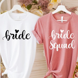 Mickey Ear Bride Squad, Bridesmaids Shirt, Bridesmaid Custom Shirt, Disney Wedding Shirt, Bridal Shirt, Bridal Party Shirts,Bachelorette Tee