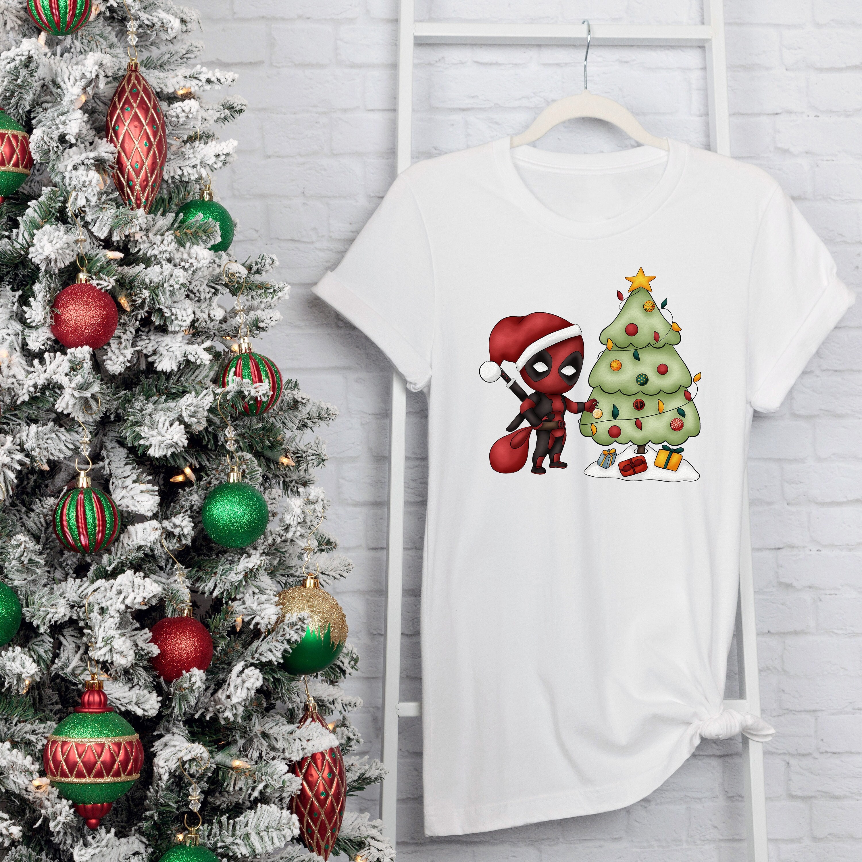Discover Deadpool Christmas Tree Shirt, Funny Deadpool Shirt, Deadpool Christmas Tree Decorating