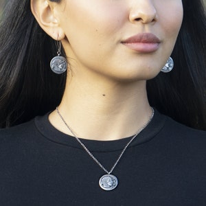 Sterling Silver Oxidized Roman Coin Necklace, Old Ancient Greek Circle Pendant, Historical Artifact Jewelry, Roman Empire Charm Necklace