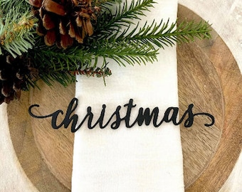 Placas de madeira com palavras para mesa de jantar, Natal, Acredite, Paz, Feliz Natal, Enfeite de prato de Natal, Decoração de casa, Mesa posta, LaidBackJac