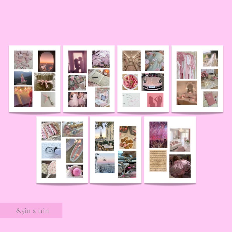 Pink Vision Board, Canva Vision Board Template, Vision Board Kit ...