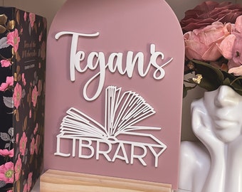 3D Personalised Library Open Book Sign, Freestanding Sign, Bookish Gift, Bookshelf Sign