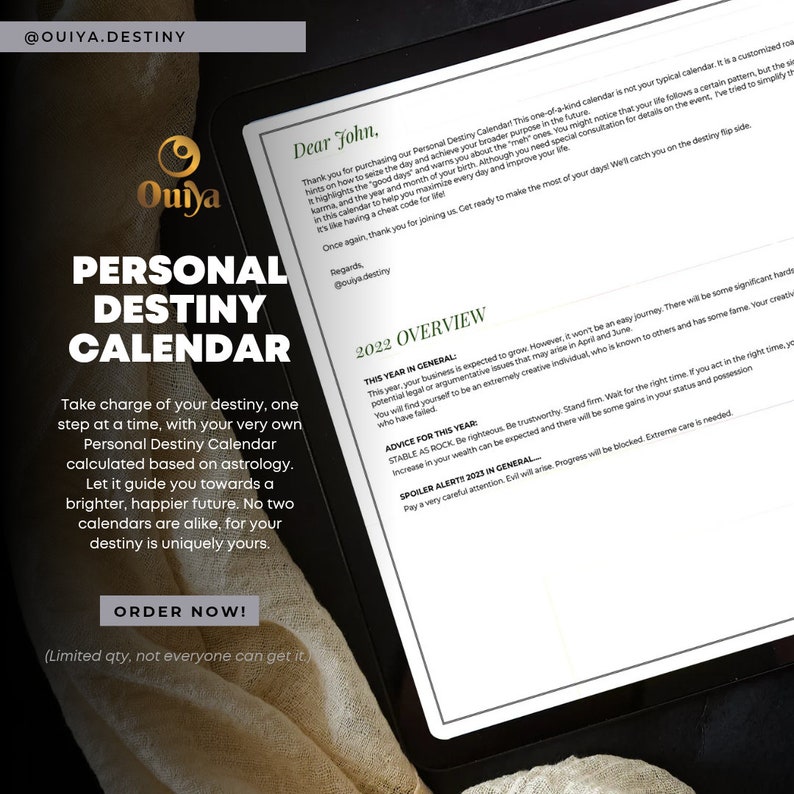 Personal Destiny Calendar 2024 Unique and Custom 1 Year Calendar Etsy