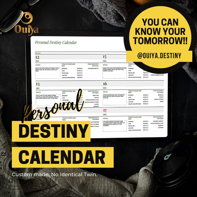 Personal Destiny Calendar 2025 Unique and Custom 1 Month Calendar Etsy