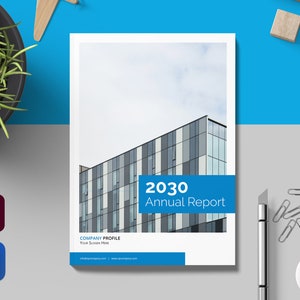Annual Report Brochure Clean Corporate Business Editable Indesign Print booklet Template