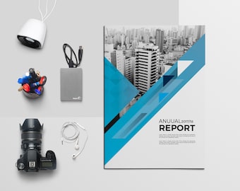 May include: A white and blue annual report cover with a black and white photo of a city skyline. The text "ANNUAL 2017/18 REPORT" is printed in black.