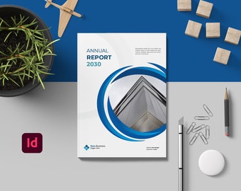 Annual Report Template Brochure, Company Profile, 16 Unique Custom Pages, Indesign Template
