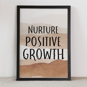 Nurture Positive GROWTH Poster, Mindfulness Poster, Counseling Sign, School Counselor Office Decor, Classroom Decor, Psychologist Office
