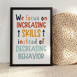 Focus on Increasing Skills Instead of Decreasing Behaviors Printable Wall Art  Digital Download Only, Classroom Art