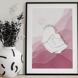Comienza con el cartel de corregulación, versión rosa, cartel de madre e hijo, obra de arte digital del consejero de regulación emocional, descarga instantánea