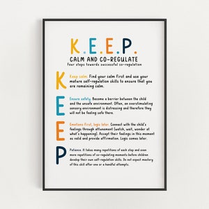 KEEP Calm and Coregulate Strategy, Therapist Office Decor, Feelings poster, Occupational Therapy Wall Art, Calm Down Poster, Quick Download