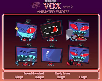 Vox ANIMATED Emote Pack: Hazbin Hotel Series 2, Twitch, Discord, Streamer Assets