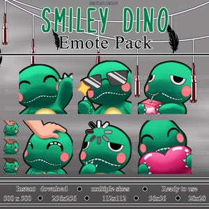 Sylus&#39;s Smiley Dino | Love and Deepspace | Premade Emote Pack (6) | Twitch Emotes | Discord Emotes | PFP | Etc.,