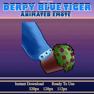 Derpy Blue Tiger Flower Pot | Kpop Demon Hunters | Animated Emotes (1 GIF - 3 sizes ) | Twitch | Discord | Streamer PNG Asset