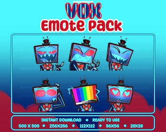 Hazbin Hotel | Vox Premade Emote Pack (6) | Twitch Emotes | Discord Emotes