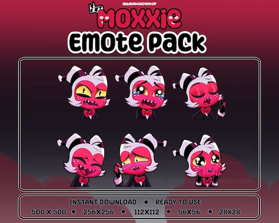 Helluva Boss | Moxxie Premade Emote Pack (6) | Twitch Emotes | Discord Emotes